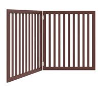 vidaXL Dog Gate with Door Foldable 4 Panels, Dog Fence for Stairs Kitchen Home, Pet Gate for Dogs Pets, Freestanding Dog Barrier, Brown Poplar Wood