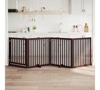 vidaXL Dog Gate with Door Foldable 4 Panels Brown 320 cm Poplar Wood