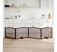 vidaXL Dog Gate with Door Foldable 4 Panels Brown Oak 320 cm Poplar Wood