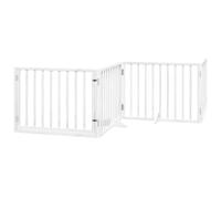 vidaXL Dog Gate with Door Foldable 4 Panels White 320 cm Poplar Wood