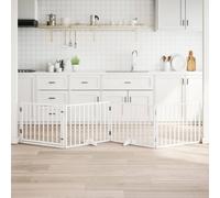 vidaXL Dog Gate with Door Foldable 4 Panels White 320 cm Poplar Wood