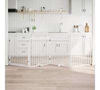 vidaXL Dog Gate with Door Foldable 4 Panels White 320 cm Poplar Wood