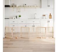 vidaXL Dog Gate with Door Foldable 6 Panels 300 cm Poplar Wood