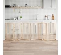 vidaXL Dog Gate with Door Foldable 6 Panels 300 cm Poplar Wood