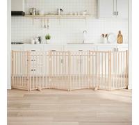 vidaXL Dog Gate with Door Foldable 6 Panels 300 cm Solid Wood Fir