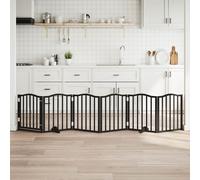 vidaXL Dog Gate with Door Foldable 6 Panels Black 300 cm Poplar Wood