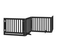 vidaXL Dog Gate with Door Foldable 6 Panels Black 480 cm Poplar Wood
