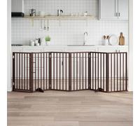 vidaXL Dog Gate with Door Foldable 6 Panels Brown 300 cm Poplar Wood
