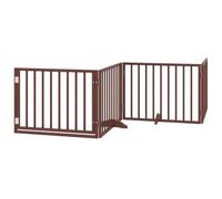 vidaXL Dog Gate with Door Foldable 6 Panels Brown 480 cm Poplar Wood