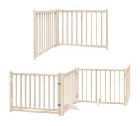 vidaXL Dog Gate with Door Foldable 6 Panels, Dog Fence for Stairs Kitchen Home, Pet Gate for Dogs Pets, Freestanding Dog Barrier, Poplar Wood