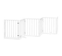 vidaXL Dog Gate with Door - Foldable 6 Panels, Pet Fence - White Poplar Wood, 300 cm Total Length, Suitable for Small/Medium Dogs