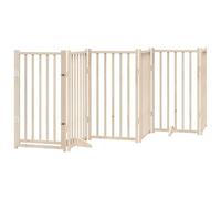 vidaXL Dog Gate with Door - Foldable 6 Panels - Solid Fir Wood, Brown - Suitable for Small/Medium Dogs, Indoor Use, 50x90x2 cm per Panel