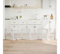 vidaXL Dog Gate with Door Foldable 6 Panels White 300 cm Poplar Wood