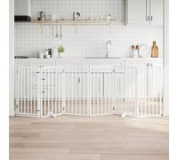 Dog Gate with Door Foldable Dog Fence Pet Gate Pet Barrier Poplar Wood