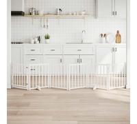 vidaXL Dog Gate with Door Foldable 6 Panels White 300 cm Solid Wood Fir