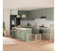 vidaXL Dog Gate with Door Foldable 8 Panels 640 cm Poplar Wood