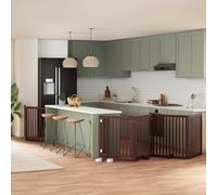 vidaXL Dog Gate with Door Foldable 8 Panels Brown 640 cm Poplar Wood