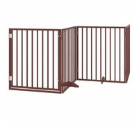 vidaXL Dog Gate with Door Foldable 8 Panels Brown 640 cm Poplar Wood