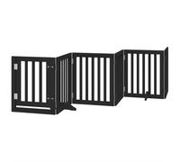vidaXL Dog Gate with Door Foldable 9 Panels Black 450 cm Poplar Wood