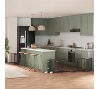 vidaXL Dog Gate with Door Foldable 9 Panels Black 450 cm Poplar Wood