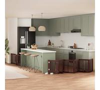 vidaXL Dog Gate with Door Foldable 9 Panels Brown 450 cm Poplar Wood