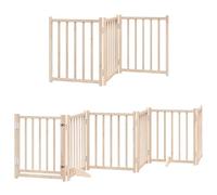 vidaXL Dog Gate with Door Foldable 9 Panels, Dog Fence for Stairs Kitchen Home, Pet Gate for Dogs Pets, Freestanding Dog Barrier, Poplar Wood