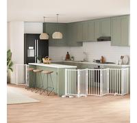 Dog Gate with Door Foldable Dog Fence Pet Gate Dog Barrier Poplar Wood vidaXL