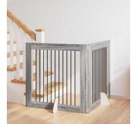 vidaXL Dog Gate with Stands 2 pcs Grey Sonoma 100 x 100 cm