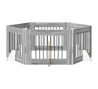 vidaXL Dog Gate with Stands 6 pcs Grey Sonoma 80 x 60 cm, Modern Dog Fence, Collapsible Design, Minimalist Indoor Enclosure, Space-Saving Pet Barrier, Practical Room Divider