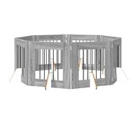 vidaXL Dog Gate with Stands 8 pcs Grey Sonoma 60 x 60 cm, Modern Dog Fence, Collapsible Design, Minimalist Indoor Enclosure, Space-Saving Pet Barrier, Practical Room Divider