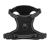 vidaXL Adjustable Dog Harness with Lead and Collar - No Pull/No Choke, Reflective Strips, Easy to Use, Black, S