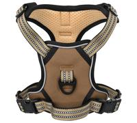 ** vidaXL Dog Harness Adjustable Vest Brown M - No Pulling, No Choking - Soft Padding & Reflective Strips - 41-71 cm Neck/Chest - Includes Lead & Collar