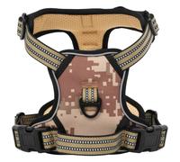vidaXL Dog Harness Set - Adjustable Harness, Lead & Collar, No Pull/No Choke, Reflective, Camouflage Brown, Size M