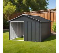 vidaXL Spacious and Durable Anthracite Dog House - Galvanised Steel Kennel Cage with Protective Roof, Ideal Outdoor Dog Shelter - Easy Assembly, Comfortable and Sturdy