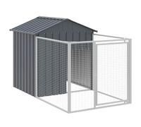 'vidaXL Dog House with Run Anthracite - Galvanised Steel, Versatile and Durable, Convenient Access, Mesh Design & Protective Roof