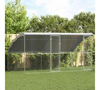 vidaXL Dog Kennel 2 pcs Silver 13.12 x 6.56 x 6.56 ft Steel, Modern, Minimalist Dog Kennel, Durable Outdoor Pet Shelter, Secure Enclosure for Dogs, Weather Resistant Housing