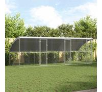 vidaXL Dog Kennel 3 pcs Silver 6 x 2 x 2 m Galvanised steel