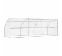 vidaXL Dog Kennel with Storage 3 pcs Silver 6 x 2 x 2 m Steel, Durable, Secure Dog Kennel, Galvanized Steel Pet Shelter, Weatherproof Outdoor Enclosure, Breathable Animal Containment Run