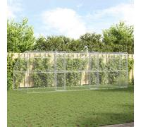 vidaXL Dog Kennel with Storage 3 pcs Silver 6 x 2 x 2 m Steel, Durable, Secure Dog Kennel, Galvanized Steel Pet Shelter, Weatherproof Outdoor Enclosure, Breathable Animal Containment Run