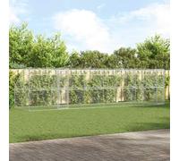 vidaXL Dog Cage with Storage, 4 Pieces, Silver, 8 x 2 x 2 m Steel, Durable, Safe Dog Kennel Made of Galvanised Steel, Weatherproof Outdoor Furnishings, Breathable Pet Enclosure