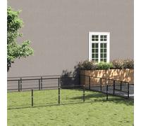 vidaXL Dog Kennel Black 32 m? Steel Puppy Enclosure Outdoor Patio Dog Cage