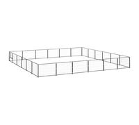 vidaXL Dog Kennel Black 36 m? Steel Puppy Enclosure Outdoor Patio Dog Cage