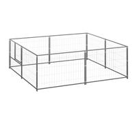 vidaXL Dog Kennel Black 4 m? Steel Puppy Enclosure Outdoor Patio Dog Cage