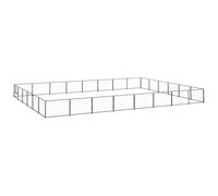 vidaXL Dog Kennel Black 48 m? Steel Puppy Enclosure Outdoor Patio Dog Cage