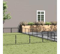 vidaXL Dog Kennel Black 64 m² Steel