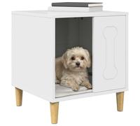 vidaXL Dog Kennel Glossy White 44 x 42 x 49 cm Wood Composite Living Room Rectangular Minimalist Design Multifunctional Storage Durable Materials Modern Exterior