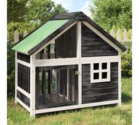 (grey) vidaXL Dog Kennel Wooden Pet House Animal Crate Dog Enclosure Solid Wood Pine