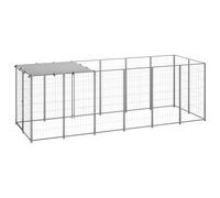 vidaXL Dog Kennel Outdoor Animal Pet Supplies Runs Puppy Enclosure Safety Dog Pet Kennel Cage Water-Resistant UV-Resistant 330x110x110 cm Steel Silver