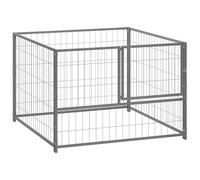 vidaXL Dog Kennel Silver Steel Dog Supplies Outdoor Puppy Enclosure Runs Cage