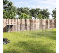 vidaXL Dog Kennel Silver Steel Puppy Enclosure Outdoor Dog Supplies Runs Cage